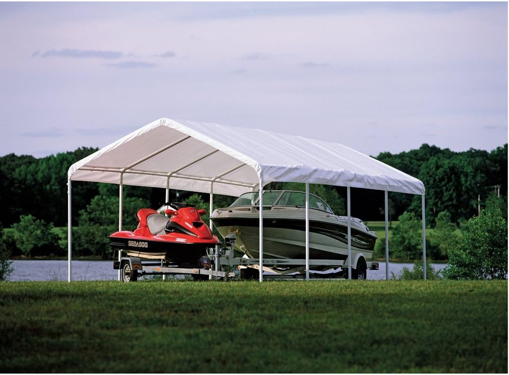 ShelterLogic 18' x 20' SuperMax Heavy Duty Steel Frame Quick and Easy Set-Up Canopy, white (26773)