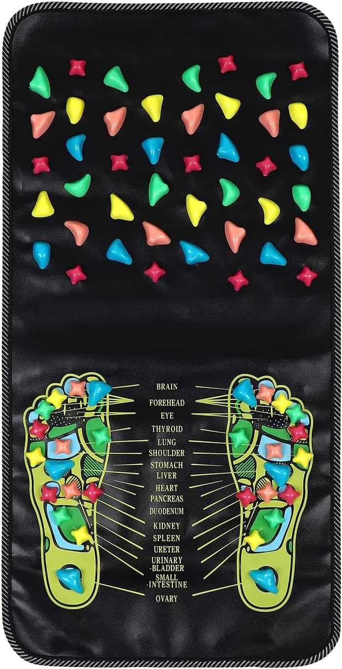 Foot Massage Stone Mat,Acupressure Foot Pad,Reflexology Walk Stone Foot Massage Mat,Foot Circulation Massager,Stimulates Bloo Circulation for Relax Body Pain Relieve