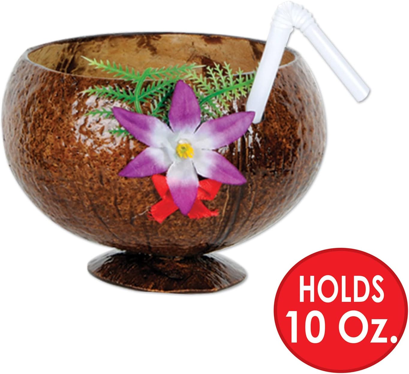 Coconut Cup (flower & straw included) Party Accessory  (1 count) (1/Pkg)