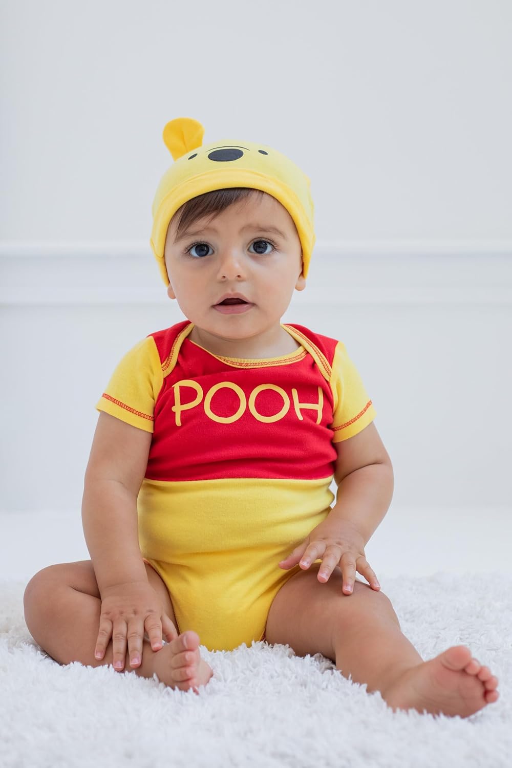 Disney Boys' Winnie the Pooh Bodysuit with Cap Set, Yellow, 6/9M