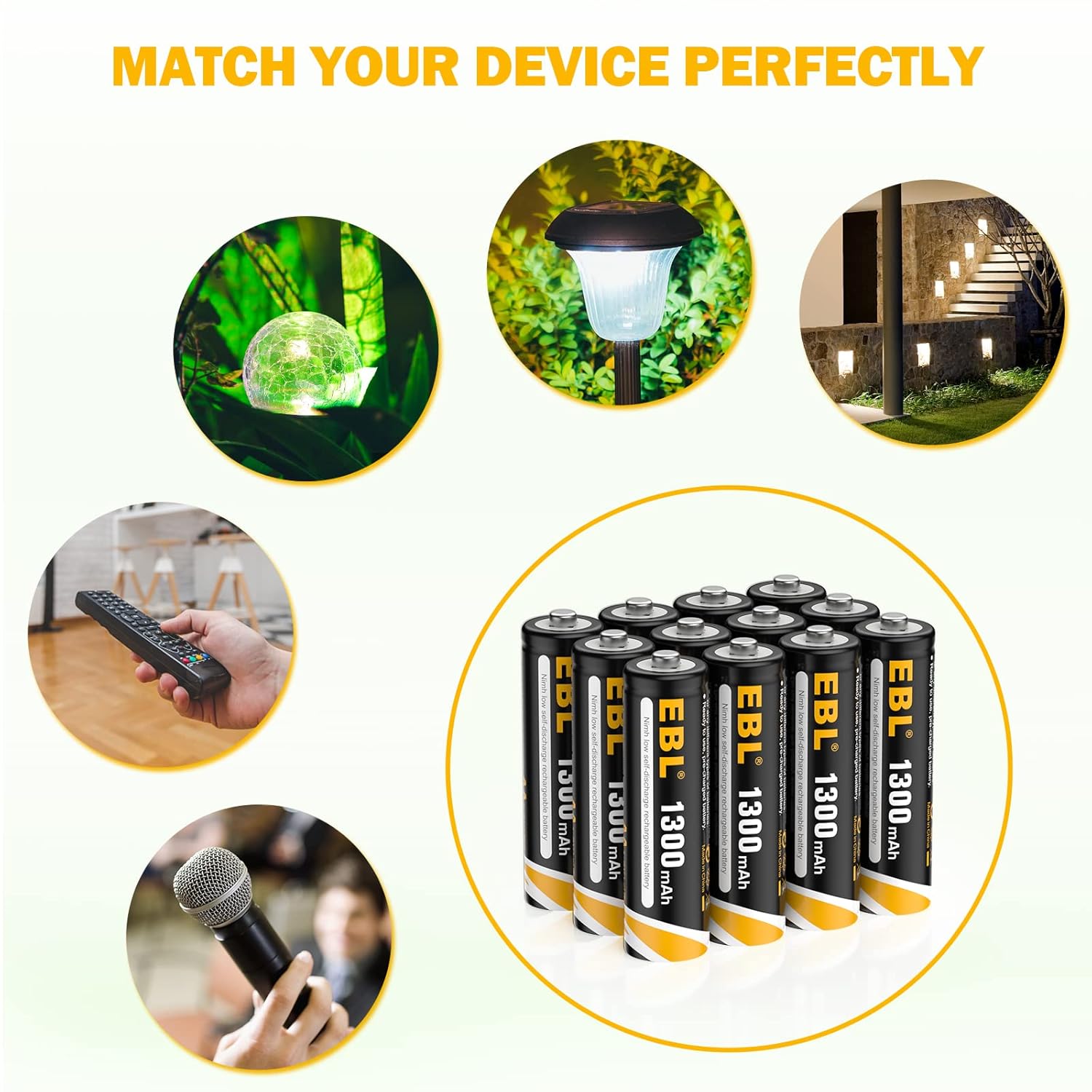 EBL AA Rechargeable Battery 1300mAH NIMH Batteries 12pcs and 1100mAh Rechargeable Batteries 8pcs Combo