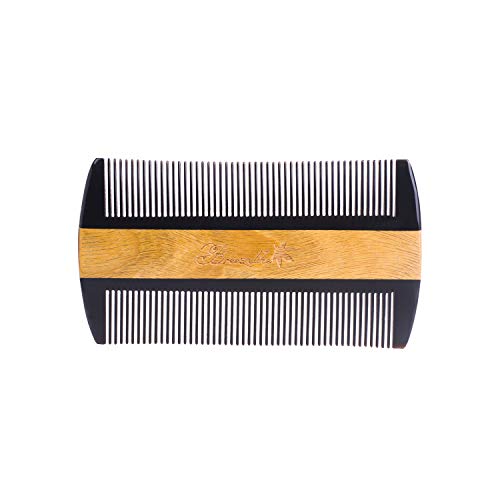 Hair and Beard Comb - Wide Tooth Sandalwood Comb - No Static Pocket Size Wood Comb for Men and Women
