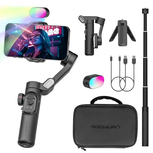 Phone Gimbal Stabilizer for iPhone 15 Pro Max Android Phones with Extension Rod 3-Axis Phone Gimbal Stabilizer with Follow Focus for Vlogging TikTok YouTube(Smart XE Combo1)