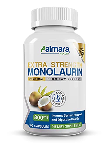 Extra Strength Monolaurin 1,600mg per Serving, 800mg per Capsule - 2 Pack 200 Capsules