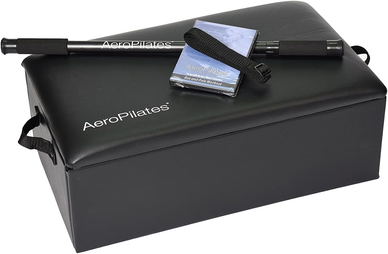 Stamina Products 05-0025 AeroPilates Reformer Accessory Elevation Box And Pole for Exercise Strength, Balance, Range Of Motion, Black