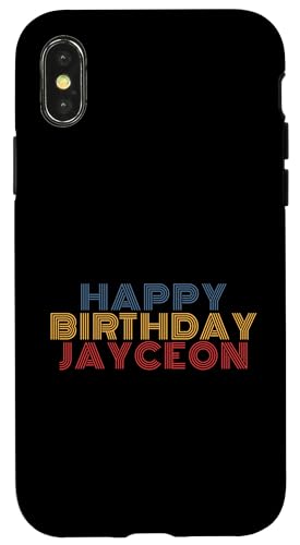 iPhone 15 Happy Birthday Jayceon Personalized Name Retro Typography Case