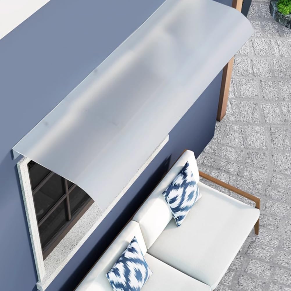 Window Awning Door Canopy, Thicken Cover for Porch Patio Roof, UV Rain Snow Protection, Polycarbonate Sheet No Brackets (Frosted)