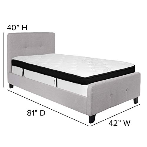 Flash Furniture Tribeca Queen Size Tufted Upholstered Platform Bed in Dark Gray Fabric with Memory Foam Mattress