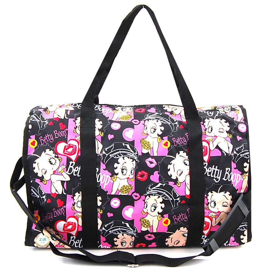 Betty Boop Large Duffel Bag with Long Strap (Black)