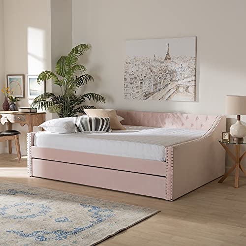 Baxton Studio Raphael Daybeds, Twin, Twin, Silver Grey Velvet