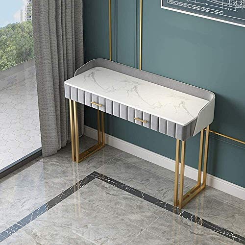 Luxurious Makeup Vanity Desk for Princess's Gift, Modern Minimalist Light Luxury Nordic Marble Surface Dressing Table Bedroom Mini Small Makeup Table(Style 2 (80cm))