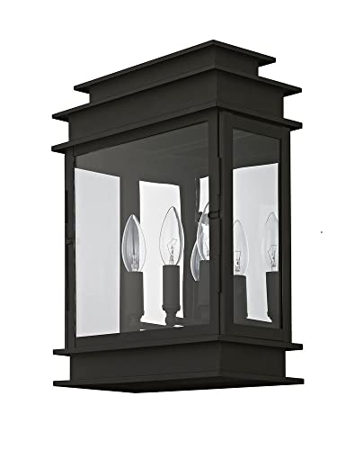 Livex Lighting 2051-02 Monterey 1 Light Outdoor Polished Brass Finish Solid Brass Wall Lantern with Clear Beveled Glass, Gold
