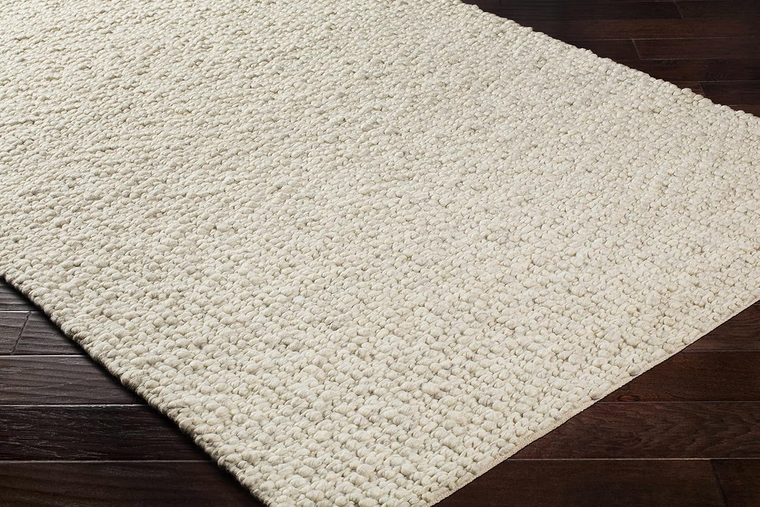 Hauteloom Penmaenmawr Boho Natural Fibers Farmhouse Living Room Bedroom Wool Area Rug - Neutral Handmade Bohemian Carpet - Brown, Cream - 5' x 7'6