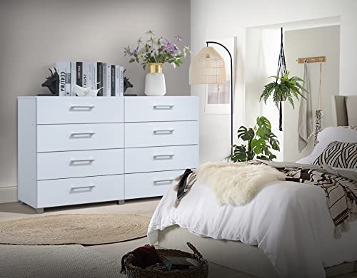 Hodedah 8-Drawer Dresser, WHITE