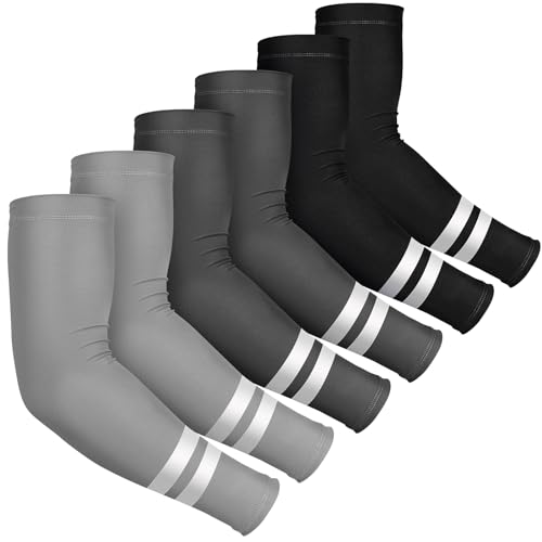 SATINIOR 6 Pairs UV Sun Protection Arm Sleeves Cooling Compression Arm Sleeves for Women Men Golf Outdoor Sports