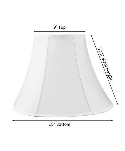 9x18x13.5 White Bell Shantung Lampshade with Brass Spider Fitter - Perfect for Table and Floor Lamps - Large, White