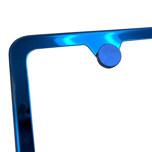 T304 Stainless Steel Two Holes Slim License Plate Frame Black Chrome Gun Metal Gray Electroplating Universal Fit Aluminum Screw On Cap Cover, Silicone Back Guard, Rust Proof (Qty: 1 Frame)