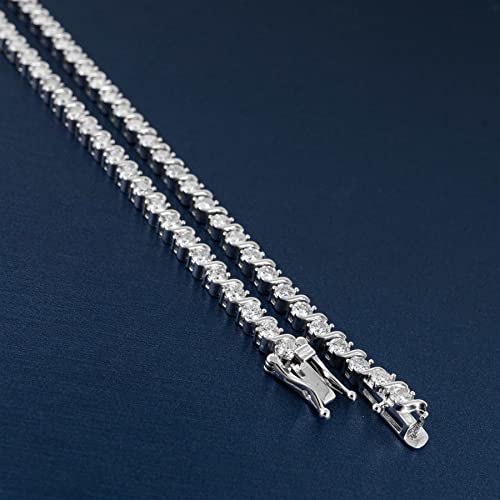 TwoBirch Sterling Silver and Moissanite Swirl Prong Set Tennis Bracelet (3MM)