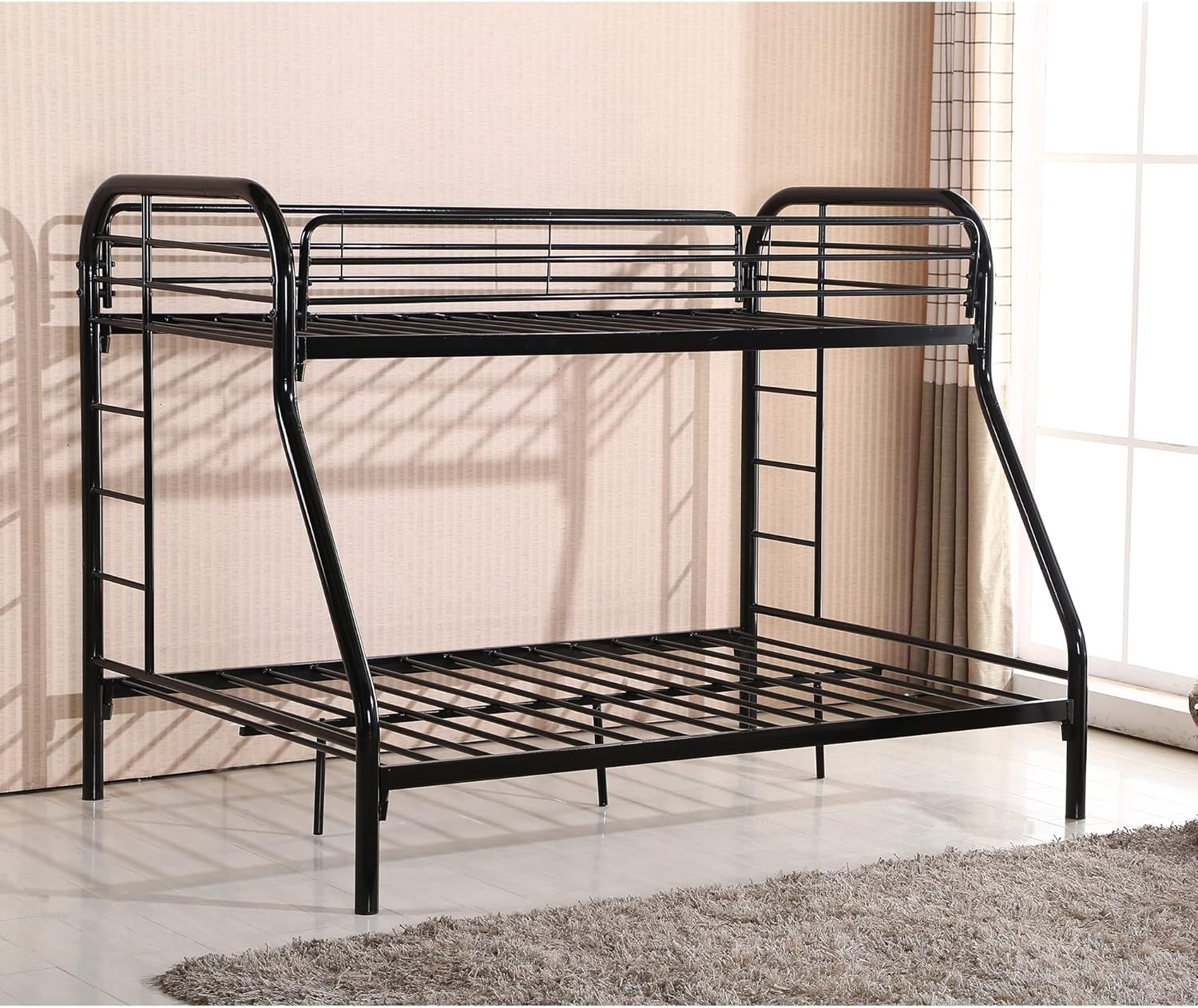 Better Home Products Oasis Twin Over Full Metal Bunk Bed in Black