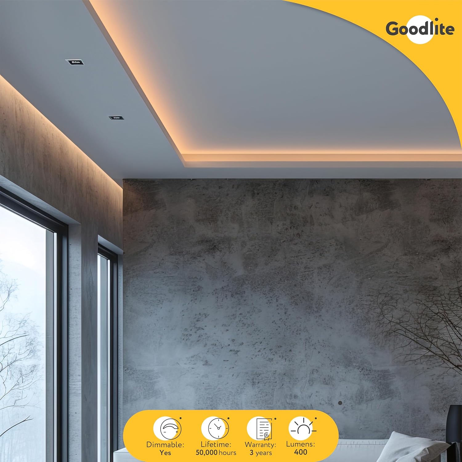 Goodlite 2 Inch Gimbal LED Recessed Light with Junction Box, 5W, 3000K Warm White, 400 Lumens, Dimmable Downlight, IC Rated, Damp Location - Adjustable Recessed Lighting