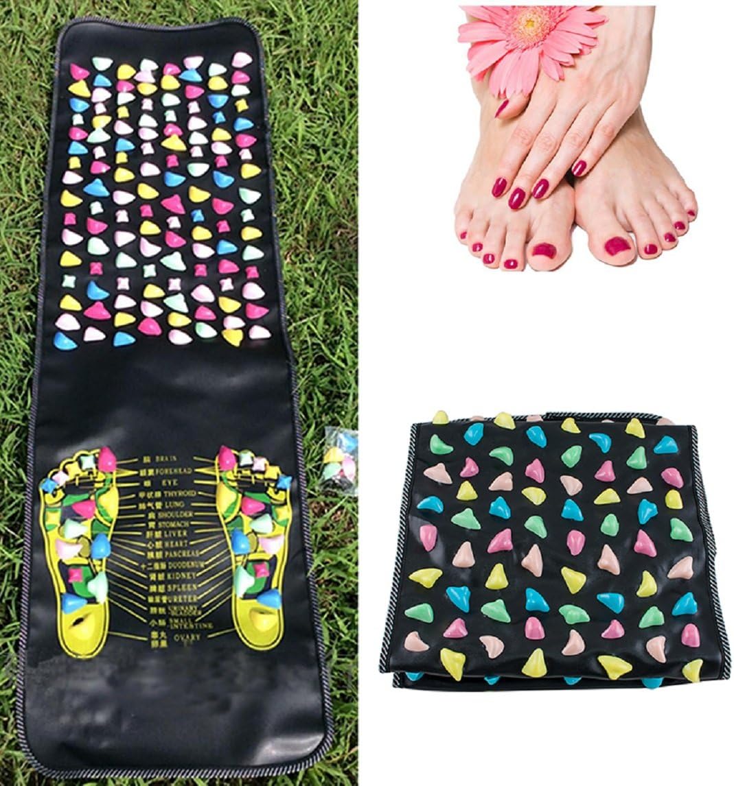 Foot Massage Stone Mat，Reflexology Walk Stone Foot Leg Pain Relieve Relief Walk Massager Mat,Acupoint Mat for Acupressure Relaxes The Nerve Ache Ease Tiredness of The Muscle（68.89in*13.8in