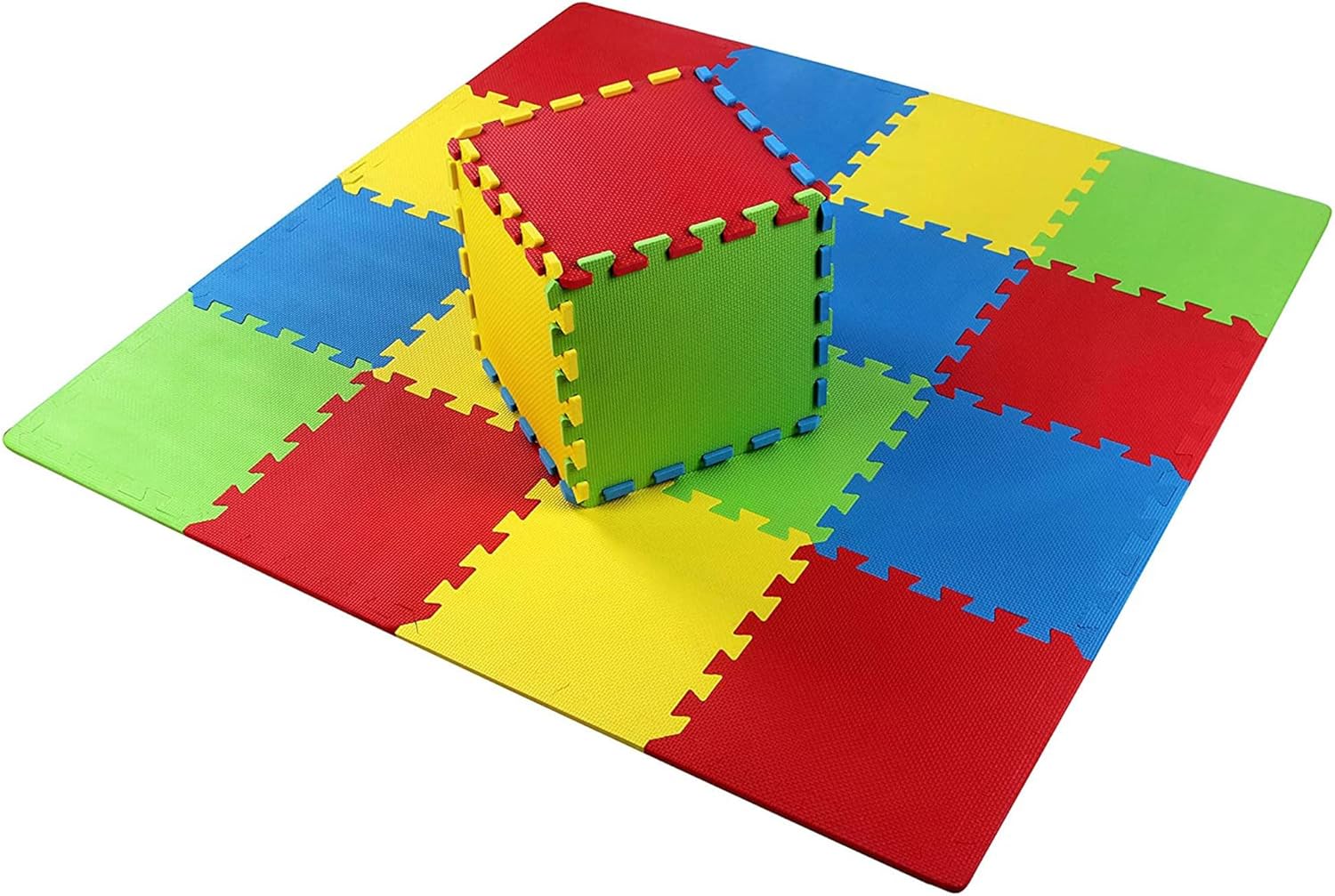 BalanceFrom 0.4 Inch Thick Non Slip Interlocking EVA Foam Puzzle Home Floor Play Mat Set w/Edges & 36 Tiles in 9 Colors, Each Covers 36 SqFt (8 Pack)
