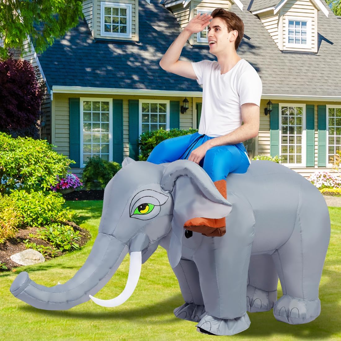 GOOSH Inflatable Elephant Costume for Adult Halloween Costume Women Man Funny Blow up Costume for Halloween Party Cosplay