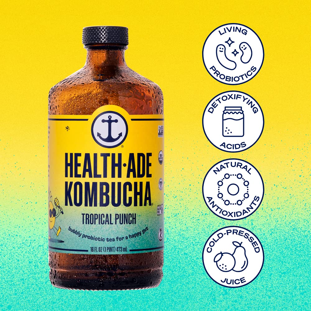 Health-Ade Tropical Punch Kombucha, 16oz, Blue-yellow