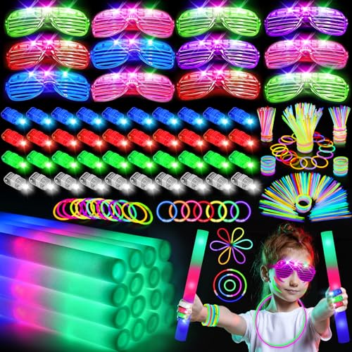 105 PCS LED Glasses, Light Up Glasses for Kids Adults, Neon Flashing Sunglasses Gifts Glow in the Dark Party Supplies for Wedding Birthday New Year Rave Carnival