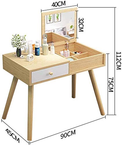 Makeup Vanity Table for Women Girls, Vanity Sets with Bench and Mirror, Makeup Vanity Table Set Simple Modern Dressing Table Computer Desk Mini Modern Makeup Cabinet(Wood), GAOXYUAN2025631