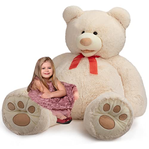 HollyHOME Teddy Bear Plush Giant Teddy Bears Stuffed Animals Teddy Bear Love Big Footprints 5 Feet Brown