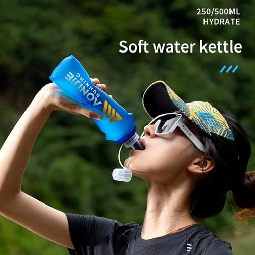 AONIJIE Soft Flask 250mL/500mL TPU Collapsible Water Bottles for Outdoor Sports Hydration Ideal for Running Hiking Cycling Climbing (A#500ML Soft Flask)