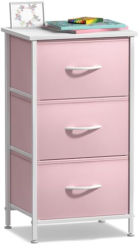 Sorbus Fabric Dresser for Kids Bedroom - Chest of 5 Drawers, Tall Storage Tower, Clothing Organizer, for Closet, for Playroom, for Nursery, Steel Frame, Fabric Bins - Wood Handle (Tie-dye Pink)