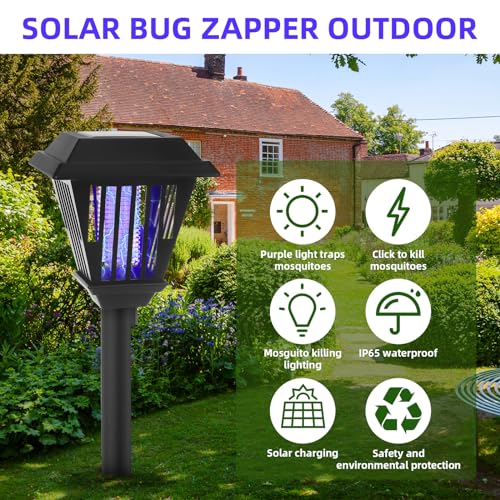 4 Pack New Solar Bug Zapper Outdoor,Mosquito Zapper Outdoor Mosquito Killer for Bug Gnat Fly Small Flying Insect Mosquito Repellent for Patio Yard Garden Farm,Waterproof Bug Lights for Outside