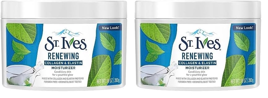 St. Ives Face Moisturizer Cream, Collagen and Elastin, Renewing Facial Moisturizer for Women, Paraben Free, Dermatologist Tested Daily Moisturizing for Dry Skin Cruelty Free, 10 oz (Pack of 2)