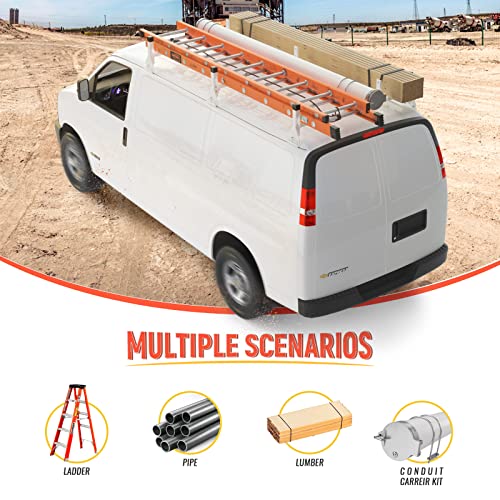 AA-Racks Model AX27 Aluminum Rain-Gutter Van Roof Racks Square 2 Bar with Adjustable Middle Bar