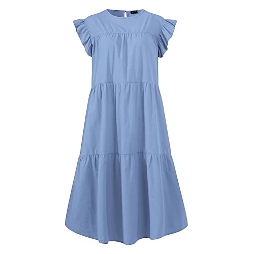 Summer Dresses for Women 2023,Plus Size Casual Cute Babydoll Dress,Tiered Ruffle Flowy Boho Beach Sundress