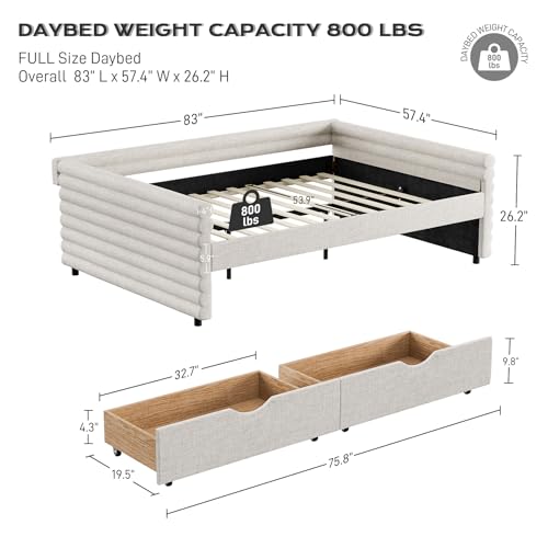 Rophefx Twin Size Daybed with Storage, Upholstered Day Bed Frame with 2 Drawers, Sofa Day Bed in Velvet Fabric with Backrest and Wood Slat Support,No Box Spring Needed, for Bedroom Guest Room, Pink