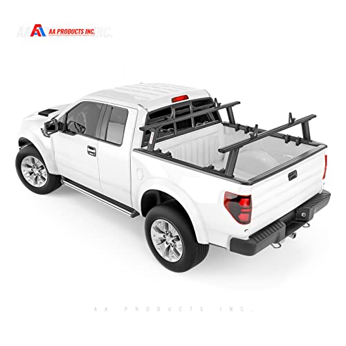 AA-Racks Model APX2502-BLK Low-Profile Utility Aluminum Pick-Up Truck Ladder Rack with Load Stops