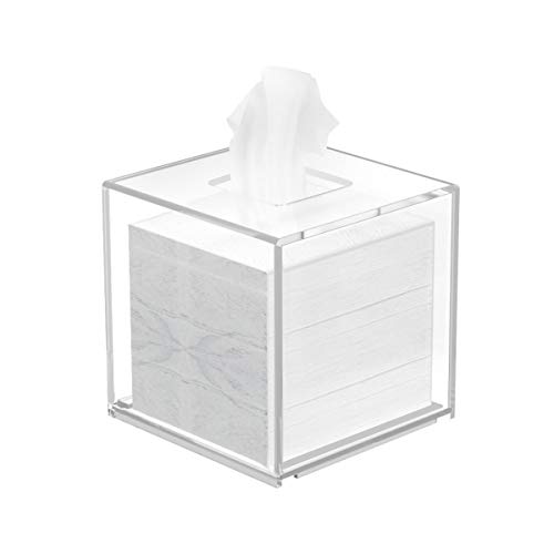 FEMELI Acrylic Tissue Box Cover,Rectangular Facial Tissue Holder Case Dispenser for Bathroom Kitchen Bedroom Office