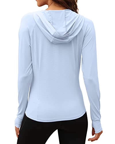 We1Fit Women's UPF 50+ Sun Protection Jacket Hoodie Sun Shirts Hiking Running Athletic Shirt