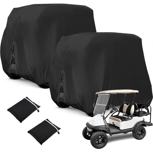 Golf Cart Cover 2/4 Passenger Heavy Duty, 1/2/4 Pcs 420D Outdoor Waterproof and Dustproof Golf Cart Covers,Black(95/112Inch)