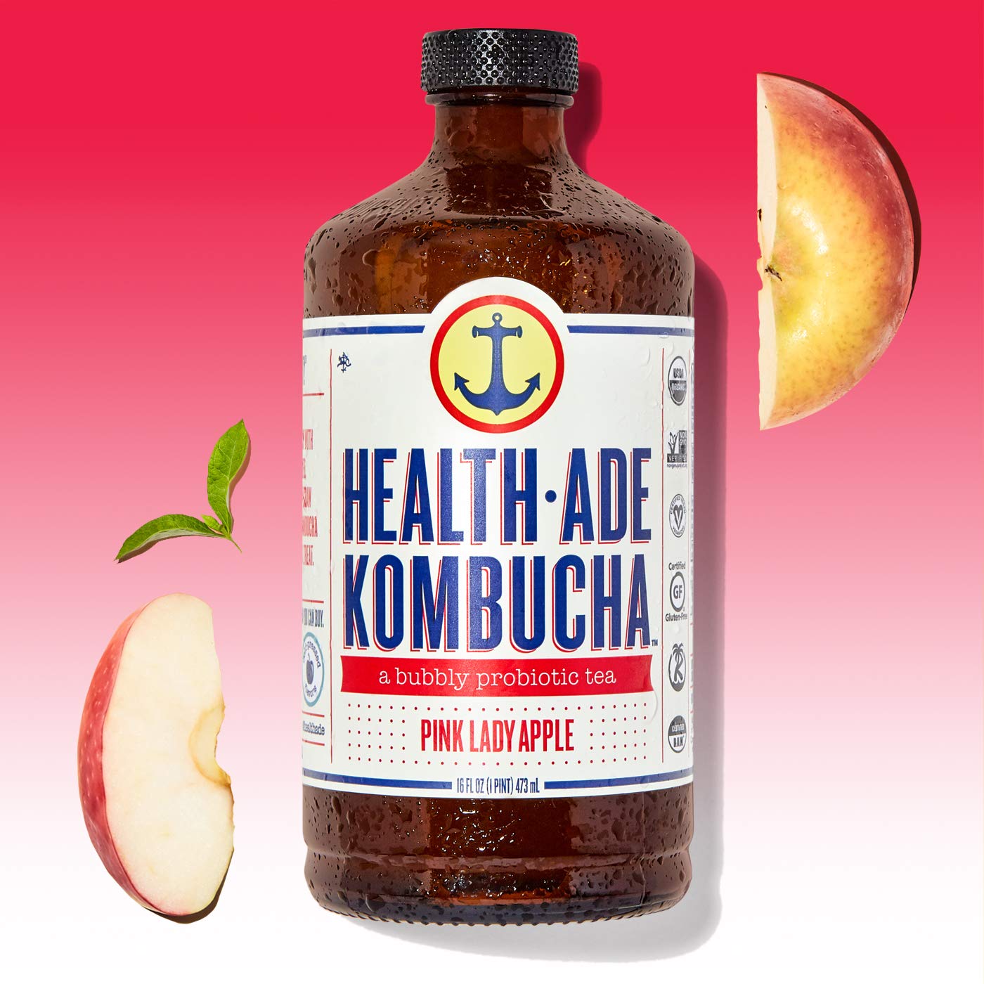 Health-Ade Kombucha Pink Lady Apple, 16 fl oz (Pack of 12)