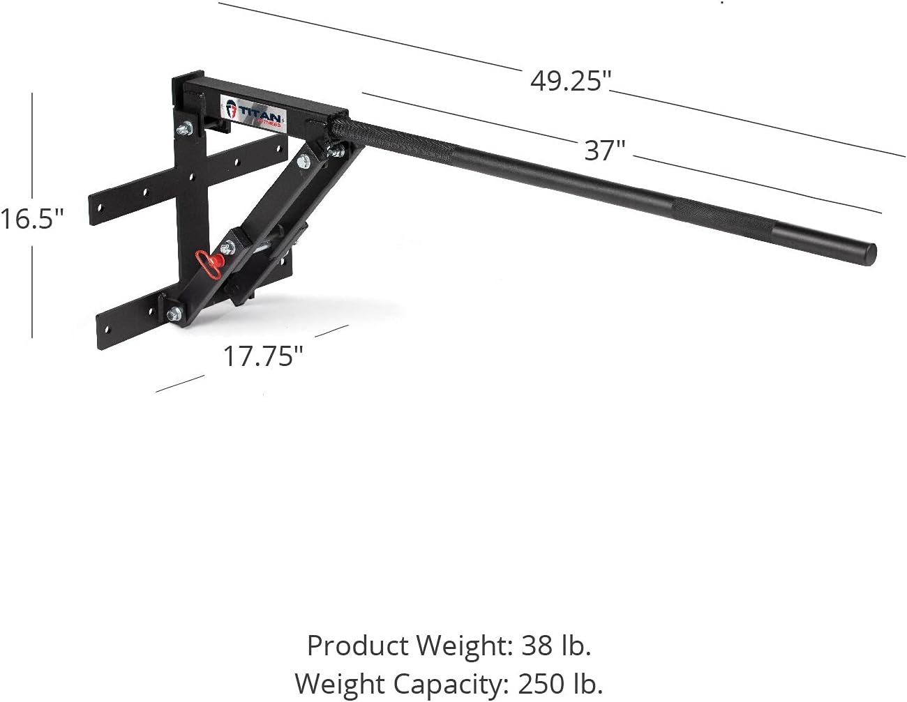 Titan Fitness Pop-Out Pull-Up Bar, Rated 250 LB, Space-Savings Wall-Mount Foldable 33mm Kipping Bar