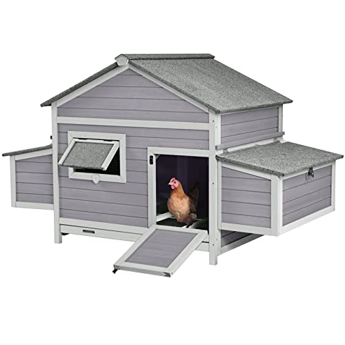 Chicken Coop 80in Mobile Chicken House with Run Portable Wooden Poultry Cage with Nesting Box Rabbit Hutch on Wheels,Movable