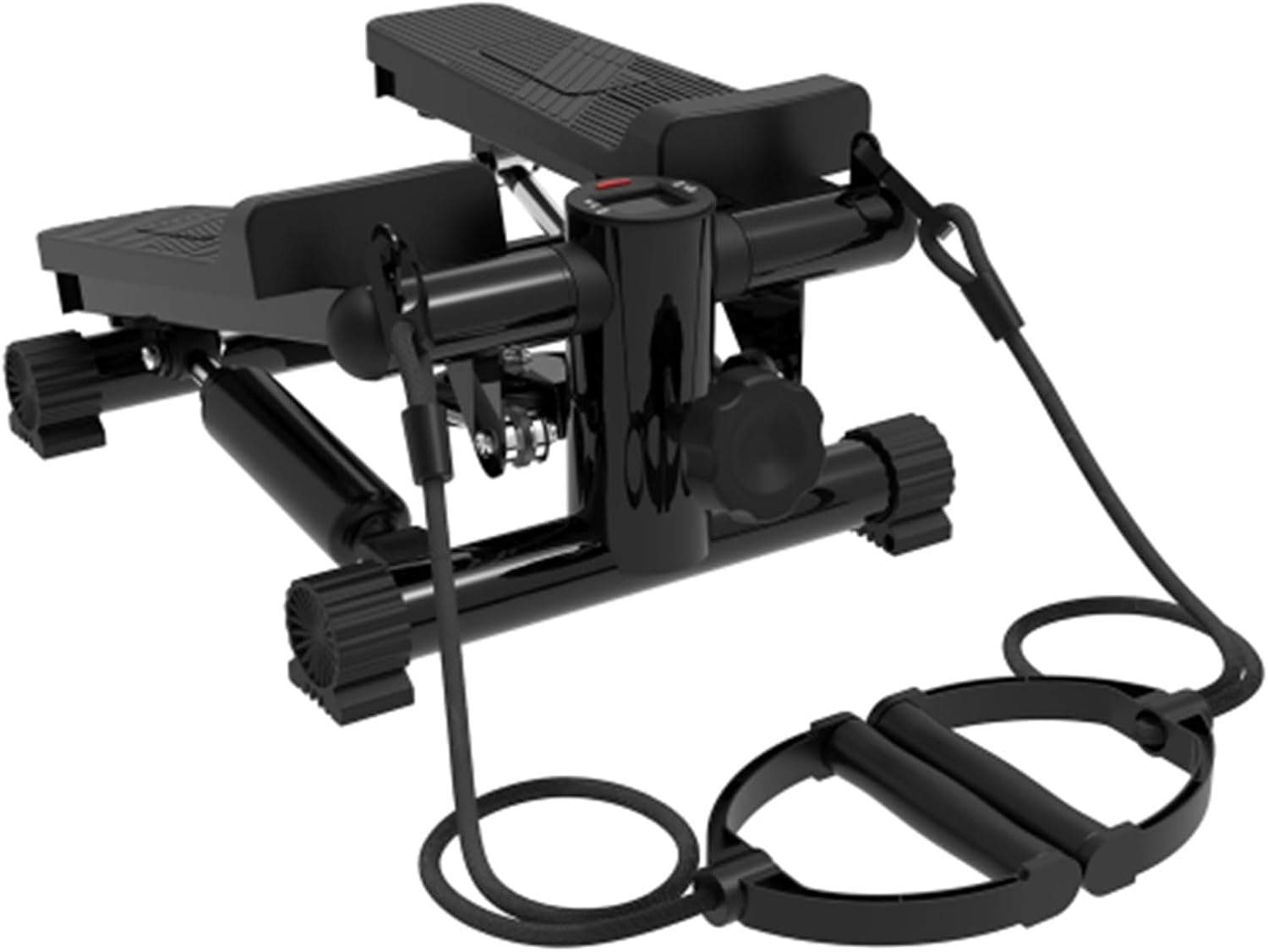 Mini Steppers for Exercise, Stair Stepper with Resistance Bands, Mini Stepper with 300LBS Loading Capacity, Hydraulic Fitness Stepper with LCD Monitor(Black)