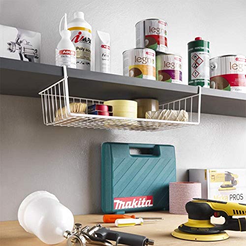 Modern Home Cabinet Wire Hanging Basket Shelves - Space Saving Under Shelf Storage Organizer (15