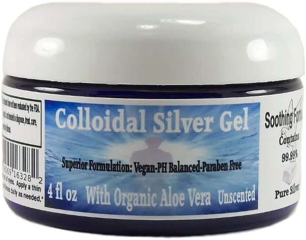 Superior Colloidal Silver Gel Big 4 oz. Jar Made with Organic Aloe Vera, 100 PPM 99.99% Pure Silver, & Simple Safe Ingredients