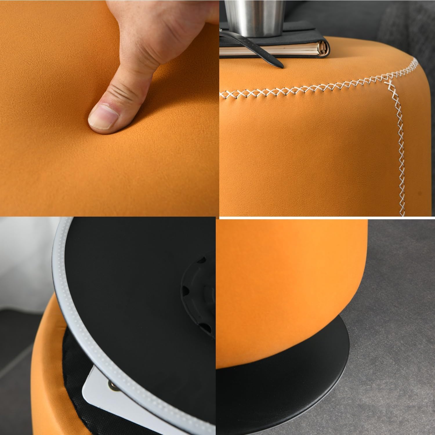 Footstool, Fashion Foot Stool Round, 360° Rotation Upholstered Vanity Stool Chair,Entryway Shoe Changing Stool, Footrest Foot Rest Stool