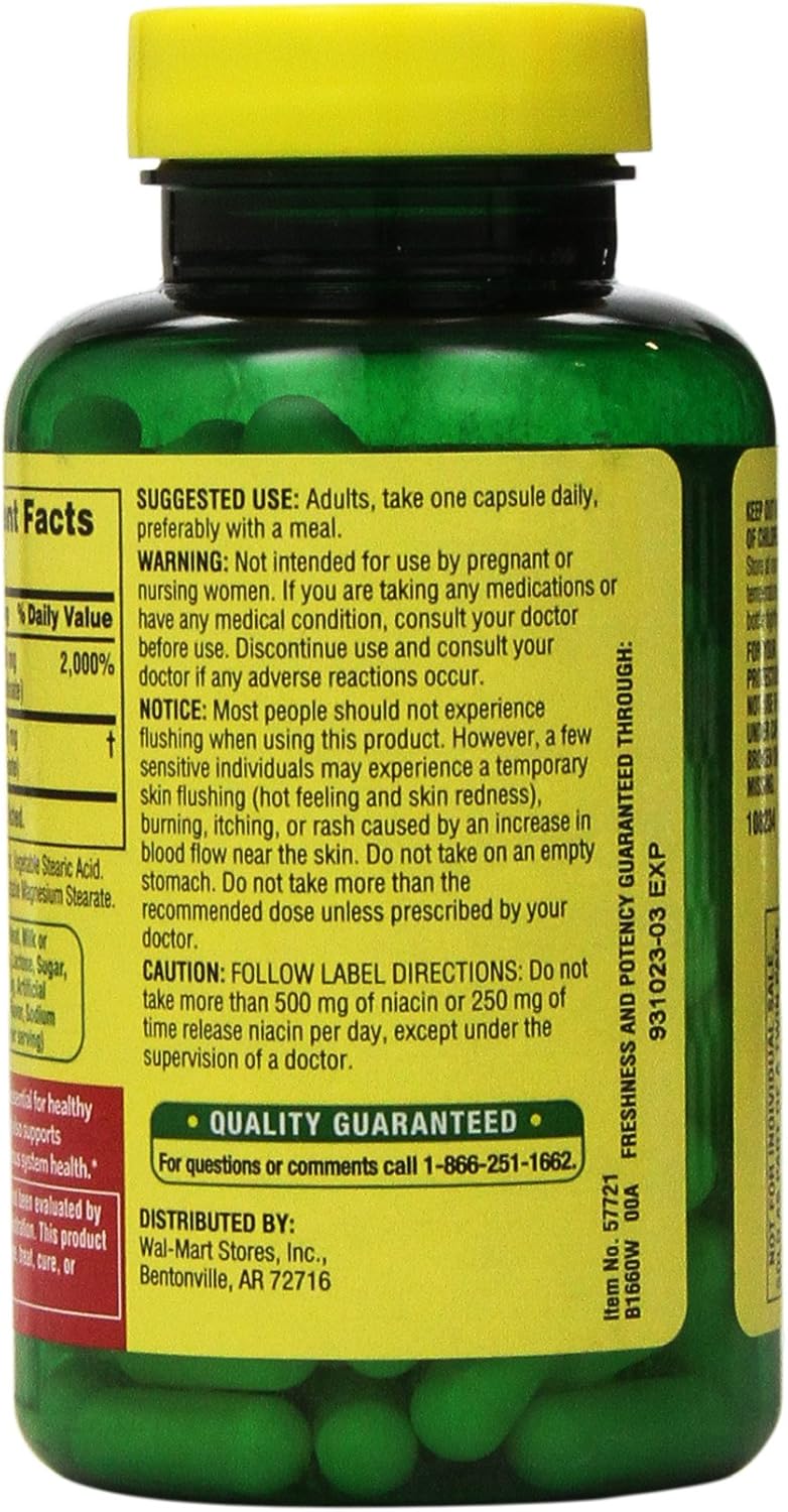 Spring Valley - Flush Free Niacin (B-3) 500 mg, 240 Capsules (2 Bottles of 120)